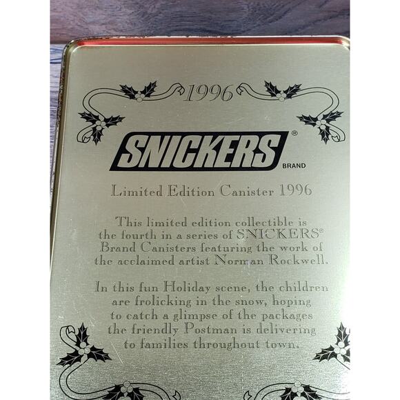 1996 Norman Rockwell Limited Edition Snickers Candy Bar Christmas Tin Empty - Picture 10 of 10